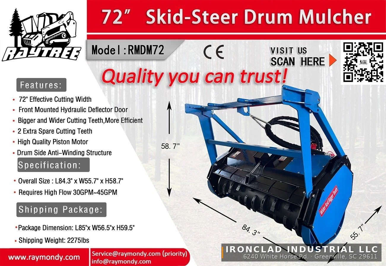 2026 Raytree RMDM72 — Raytree 72" Heavy Duty high-flow drum mulcher — photo 8